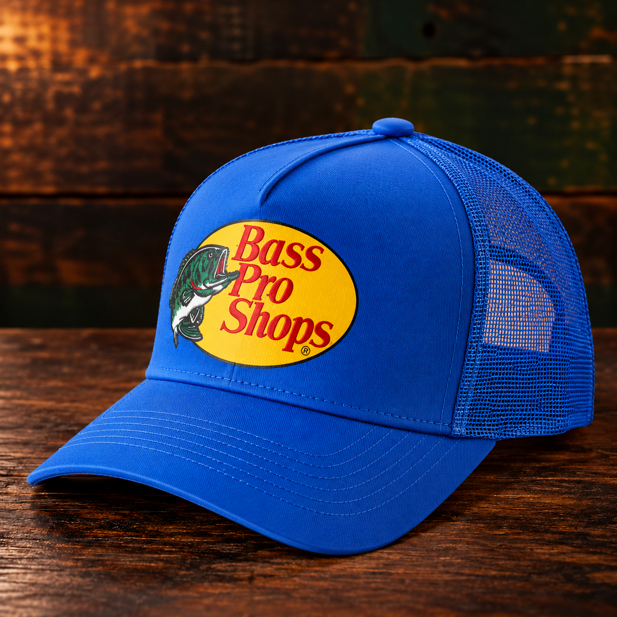 Bone Bass Pro Shops Mesh Trucker Cap - Cobalt Blue